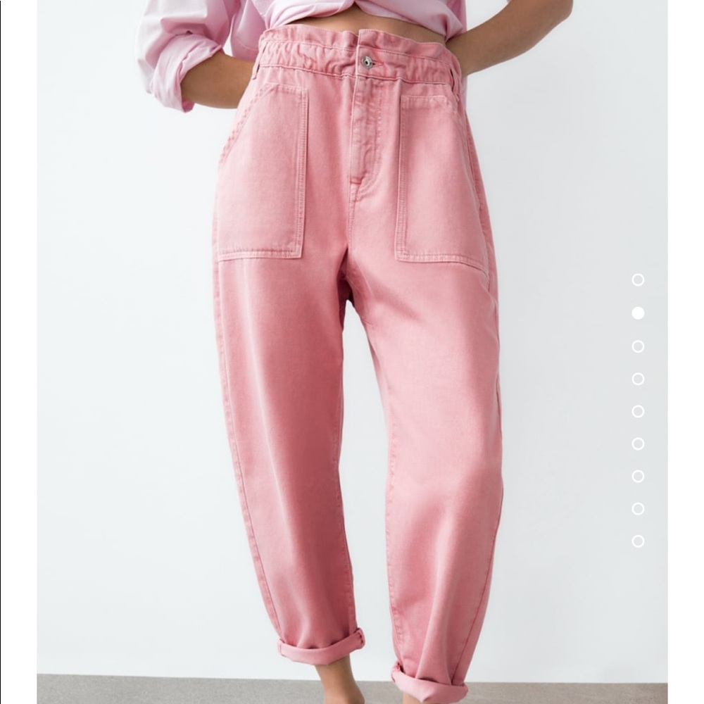 Zara pink paper bag jeans